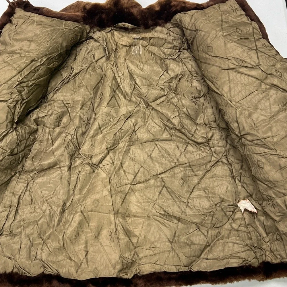 Vintage Soviet Faux Fur Coat Kids 28 Brown 1973 USSR Plush Flame Detail Jacket